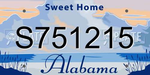 S751215 Alabama License Plate
