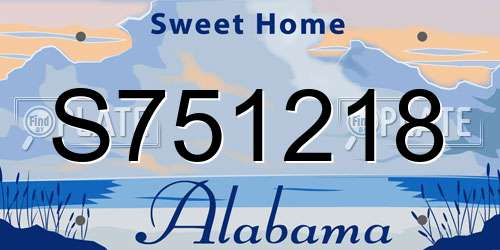 S751218 Alabama License Plate