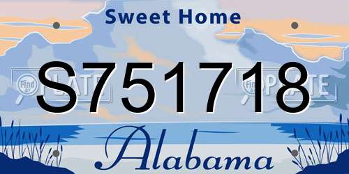 S751718 Alabama License Plate