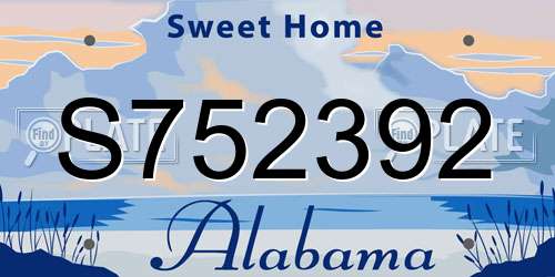 S752392 Alabama License Plate