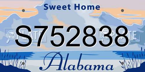S752838 Alabama License Plate