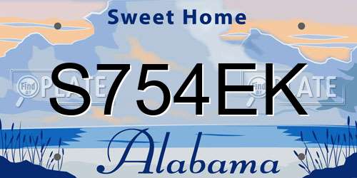 S754EK Alabama License Plate