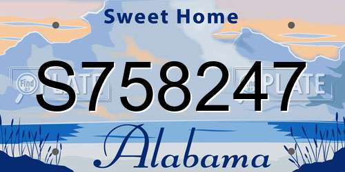 S758247 Alabama License Plate