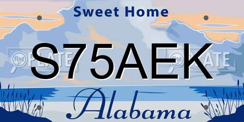 S75AEK Alabama License Plate