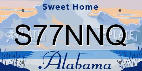 S77NNQ Alabama License Plate