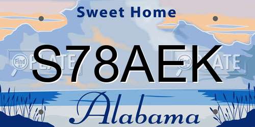 S78AEK Alabama License Plate