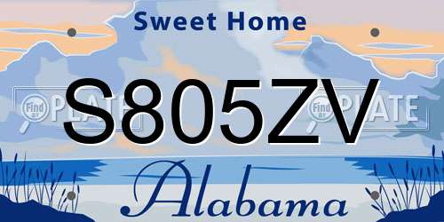 S805ZV Alabama License Plate