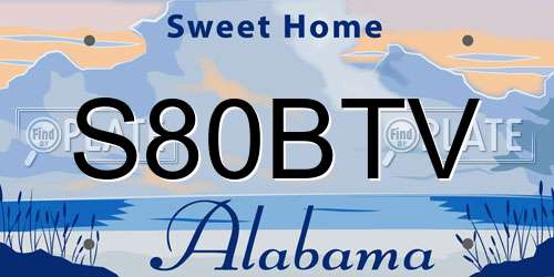 S80BTV Alabama License Plate