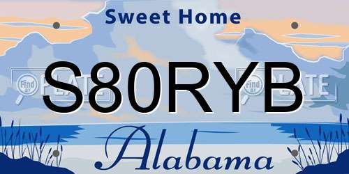 S80RYB Alabama License Plate