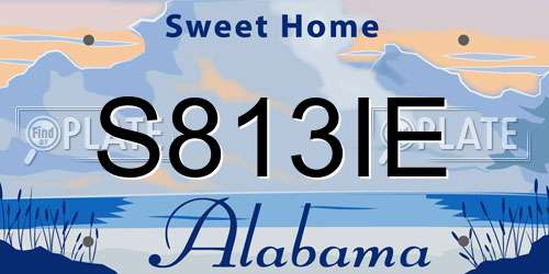 S813IE Alabama License Plate