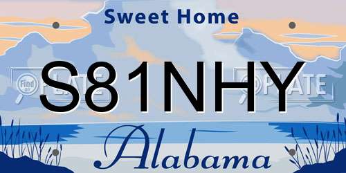S81NHY Alabama License Plate