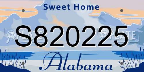 S820225 Alabama License Plate
