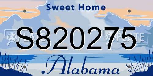 S820275 Alabama License Plate