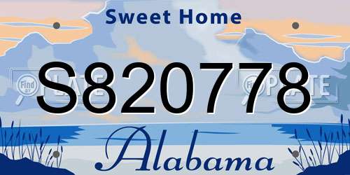 S820778 Alabama License Plate