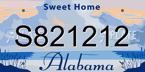 S821212 Alabama License Plate
