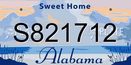 S821712 Alabama License Plate