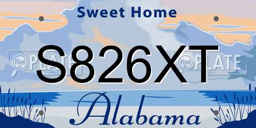 S826XT Alabama License Plate