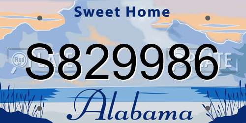 S829986 Alabama License Plate