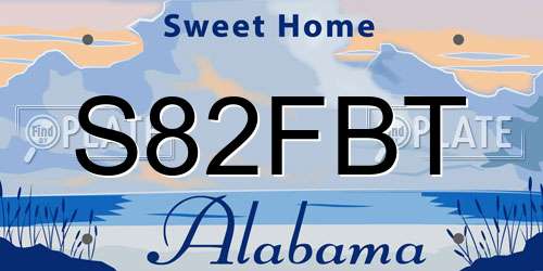 S82FBT Alabama License Plate