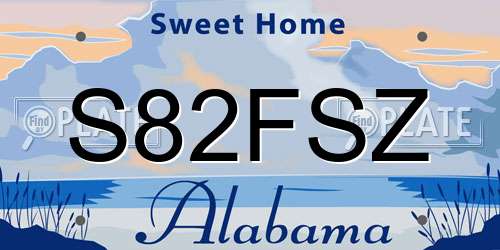S82FSZ Alabama License Plate
