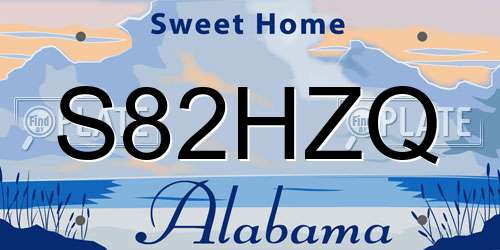 S82HZQ Alabama License Plate
