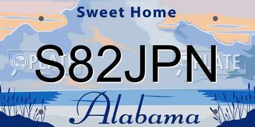 S82JPN Alabama License Plate