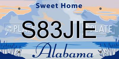 S83JIE Alabama License Plate