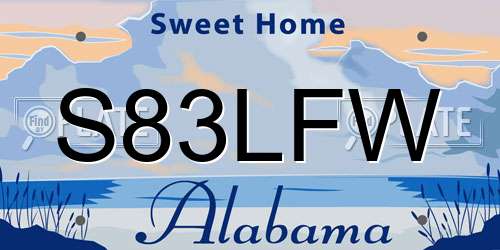S83LFW Alabama License Plate