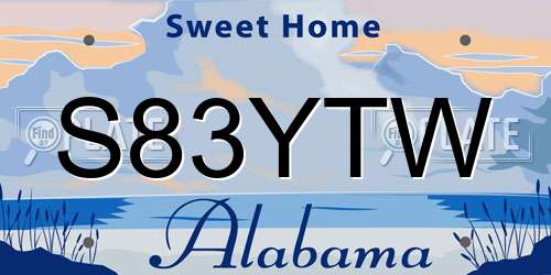S83YTW Alabama License Plate