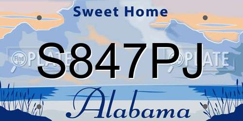 S847PJ Alabama License Plate