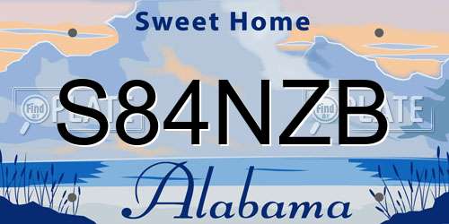 S84NZB Alabama License Plate