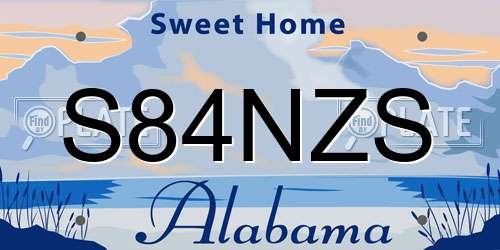 S84NZS Alabama License Plate