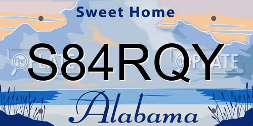 S84RQY Alabama License Plate