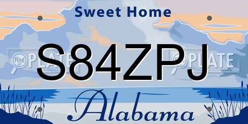 S84ZPJ Alabama License Plate