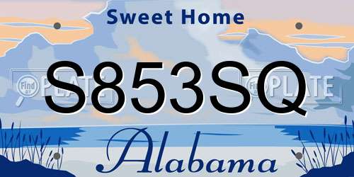 S853SQ Alabama License Plate