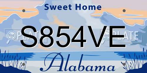 S854VE Alabama License Plate
