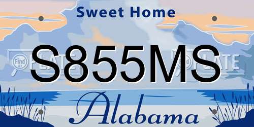 S855MS Alabama License Plate