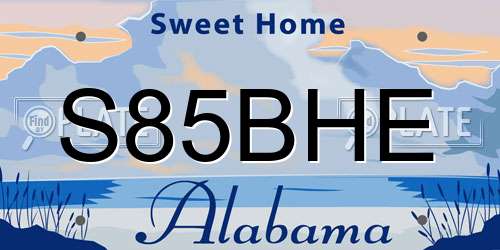 S85BHE Alabama License Plate