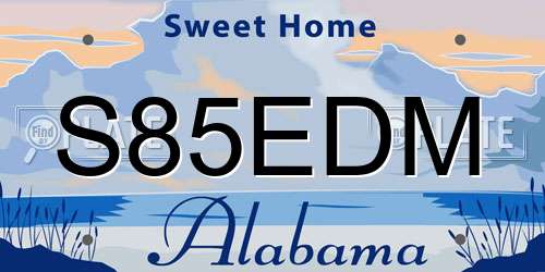 S85EDM Alabama License Plate