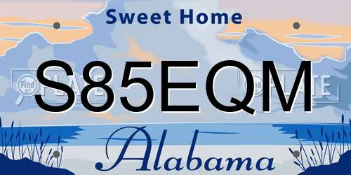 S85EQM Alabama License Plate