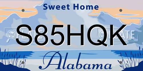 S85HQK Alabama License Plate