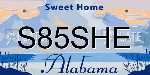 S85SHE Alabama License Plate