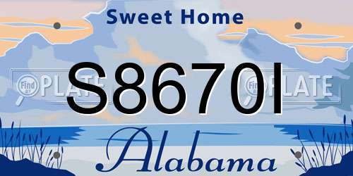 S8670I Alabama License Plate