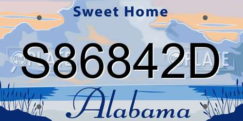 S86842D Alabama License Plate