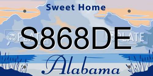 S868DE Alabama License Plate