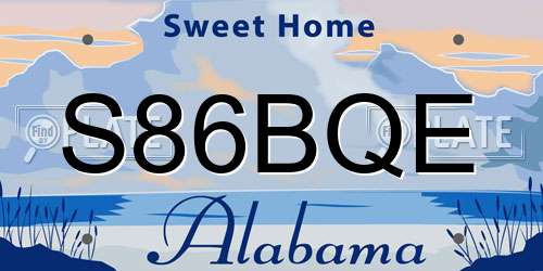 S86BQE Alabama License Plate