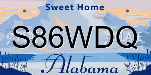 S86WDQ Alabama License Plate