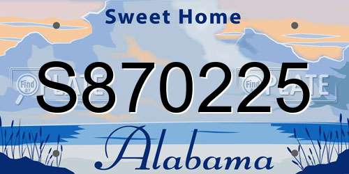 S870225 Alabama License Plate
