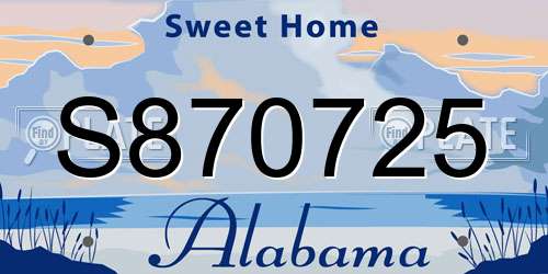 S870725 Alabama License Plate