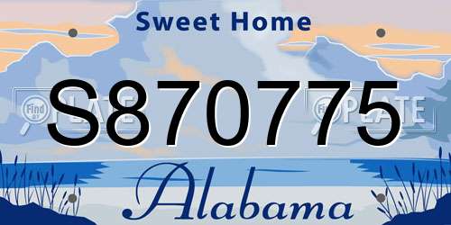 S870775 Alabama License Plate